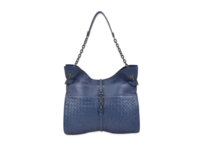 Bottega Veneta Beverly 71/16 Intrecciato leather Chain shoulder Bag "Blue"