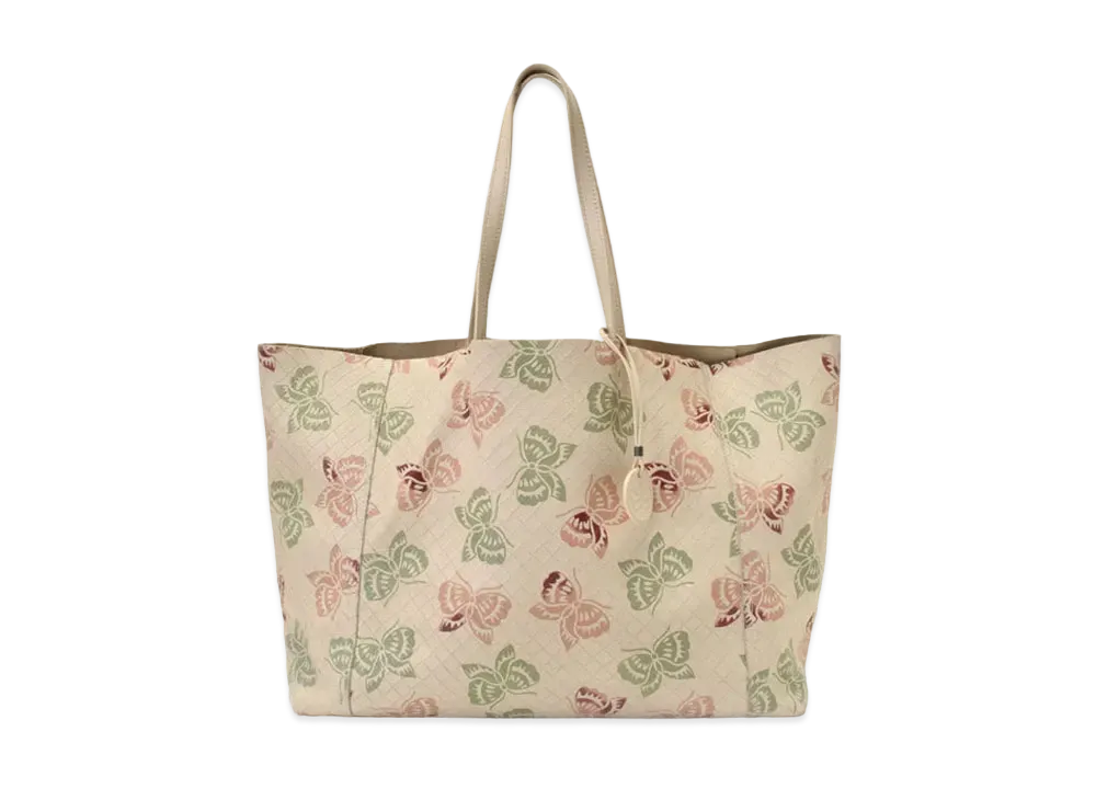 Bottega Veneta Intreccio Mirage leather Tote Bag IvoryxButterfly "Print"
