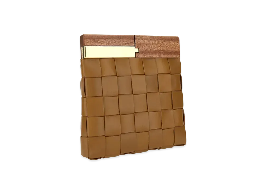 Bottega Veneta BV Snap Intrecciato leather Clutch Bag "Brown"