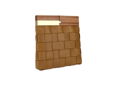 Bottega Veneta BV Snap Intrecciato leather Clutch Bag "Brown"