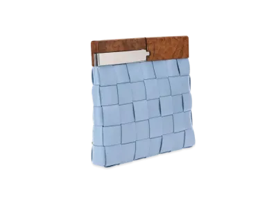 Bottega Veneta BV Snap Intrecciato leather Clutch Bag Light "Blue"