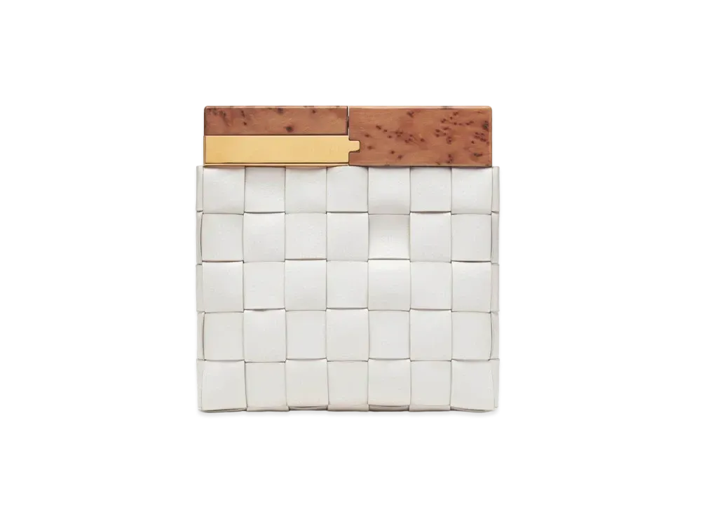 Bottega Veneta BV Snap Intrecciato leather Clutch Bag "White"