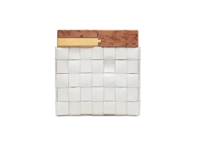 Bottega Veneta BV Snap Intrecciato leather Clutch Bag "White"