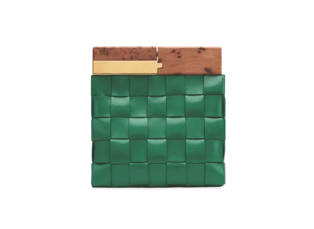 Bottega Veneta BV Snap Intrecciato leather Clutch Bag "Green"