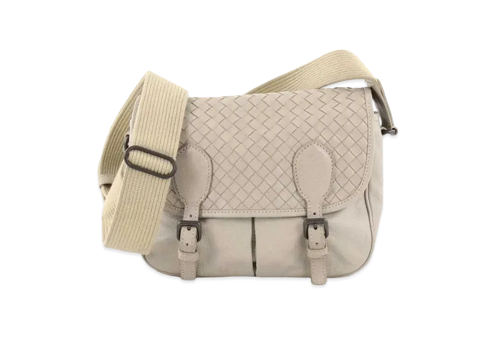 Bottega Veneta Gardena Intrecciato leather Messenger Bag "White"