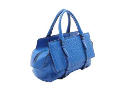 Bottega Veneta Monaco Intrecciato leather Hand Bag Light "Blue"