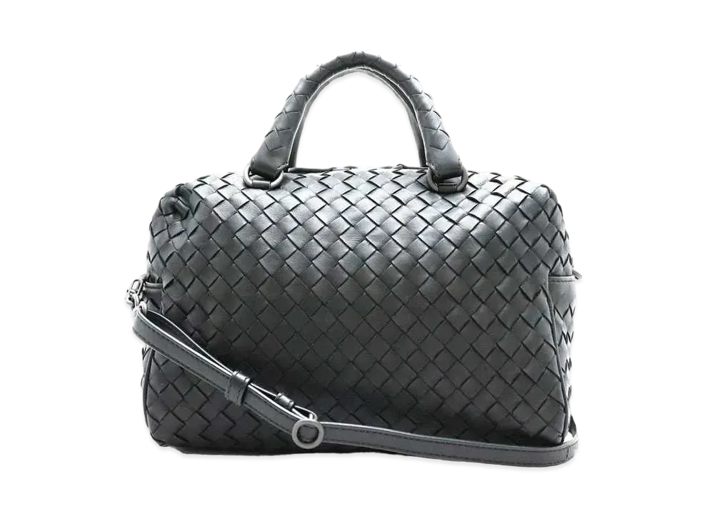 BOTTEGAVENETA イントレチャート　ハンドバッグ　 黒　レザー ボッテガヴェネタ 2WAYハンドバッグ 黒 ブラック レザー イントレ