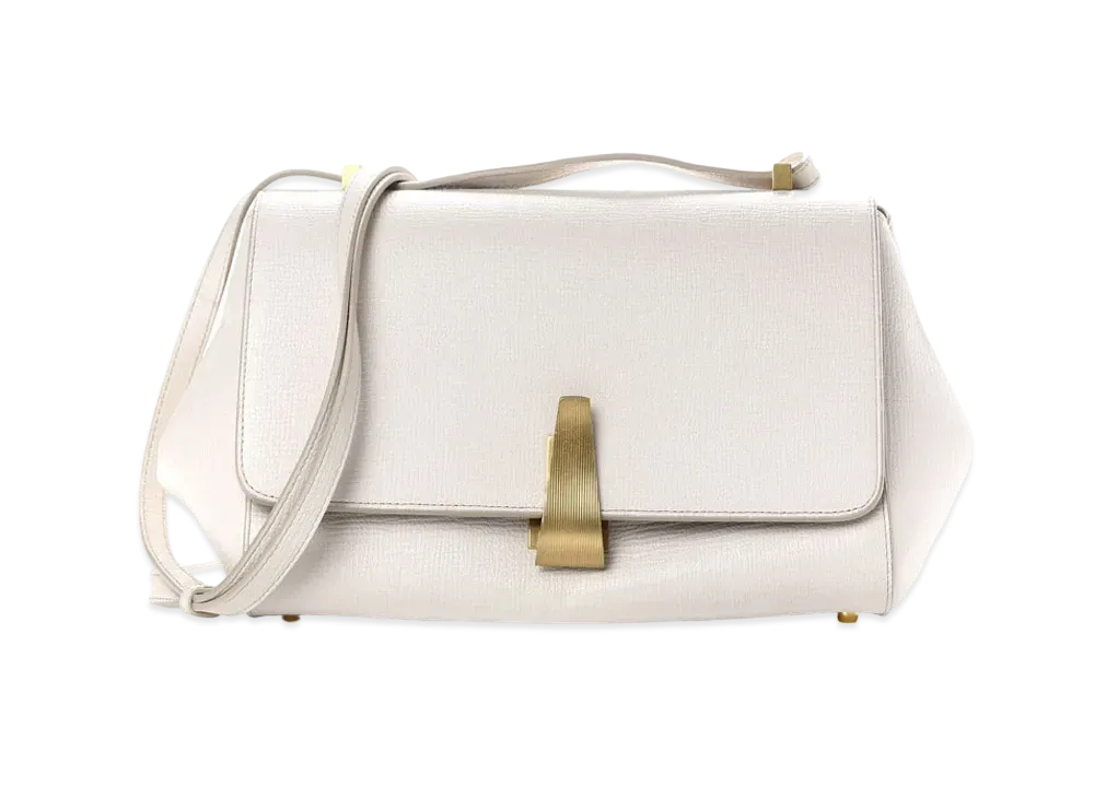Bottega Veneta BV Angle leather Shoulder Bag "White"
