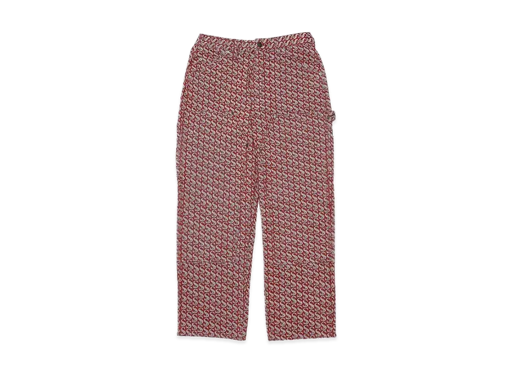 シュプリーム モノグラム ダブル ニー デニム ペインター パンツ "レッド"