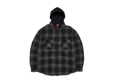 Supreme Hooded Flannel Zip Up Shirt "Black"