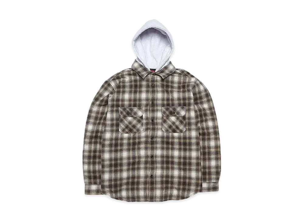 Supreme Hooded Flannel Zip Up Shirt "Brown"