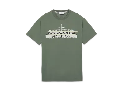 Stone Island 2NS82 COTTON JERSEY 'MIXED MEDIA ONE' PRINT_SLIM FIT "Sage Green"