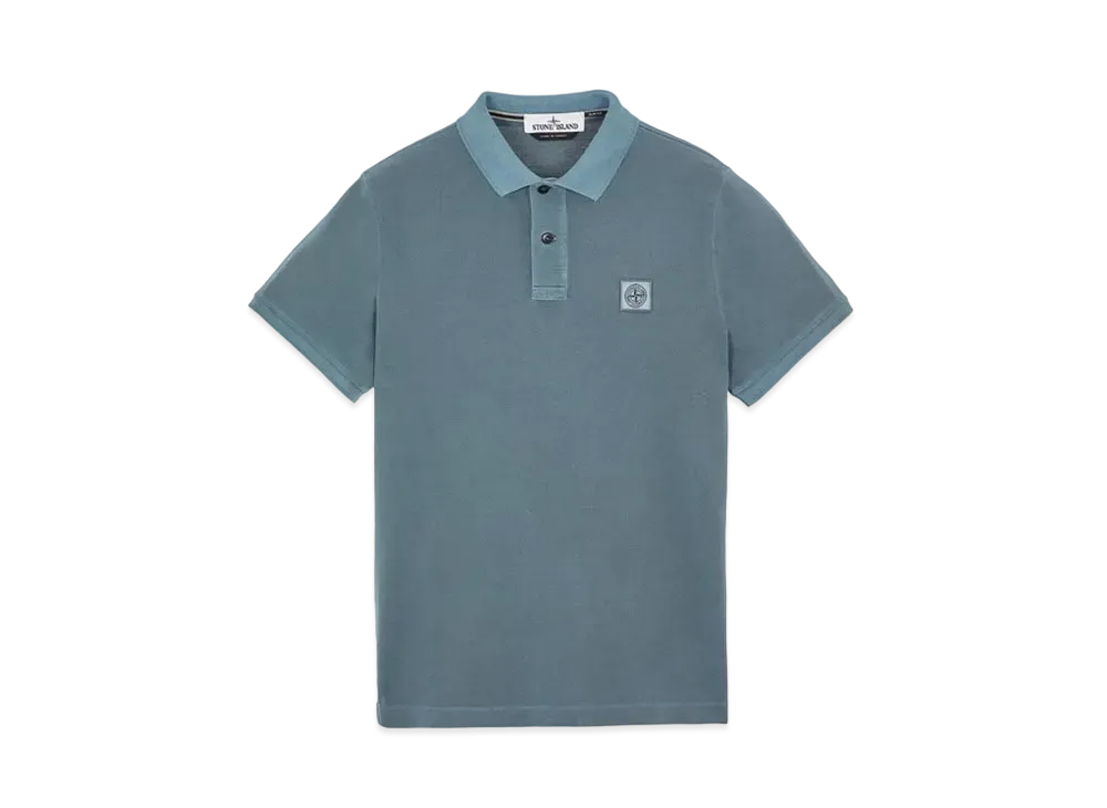 Stone Island 22S67 COTTON PIQUE PIGMENT DYED_SLIM FIT "Mid Blue"