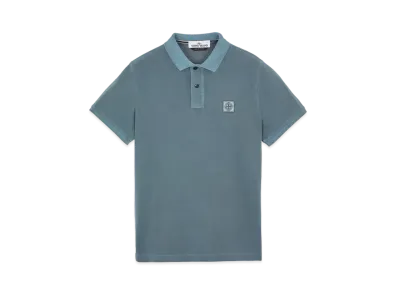 Stone Island 22S67 COTTON PIQUE PIGMENT DYED_SLIM FIT "Mid Blue"