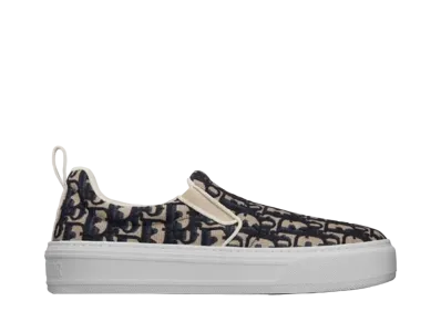 Dior Women's Solar Slip On Sneaker Dior Oblique Embroidery Cotton "Deep Blue"
