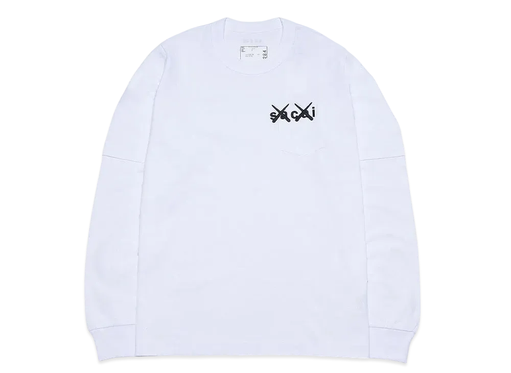 sacai KAWS Embroidery Long Sleeve T-Shirt "White"