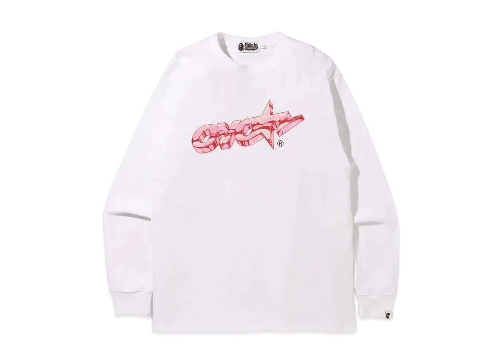 A BATHING APE X OVO LONG SLEEVE TEE "White"