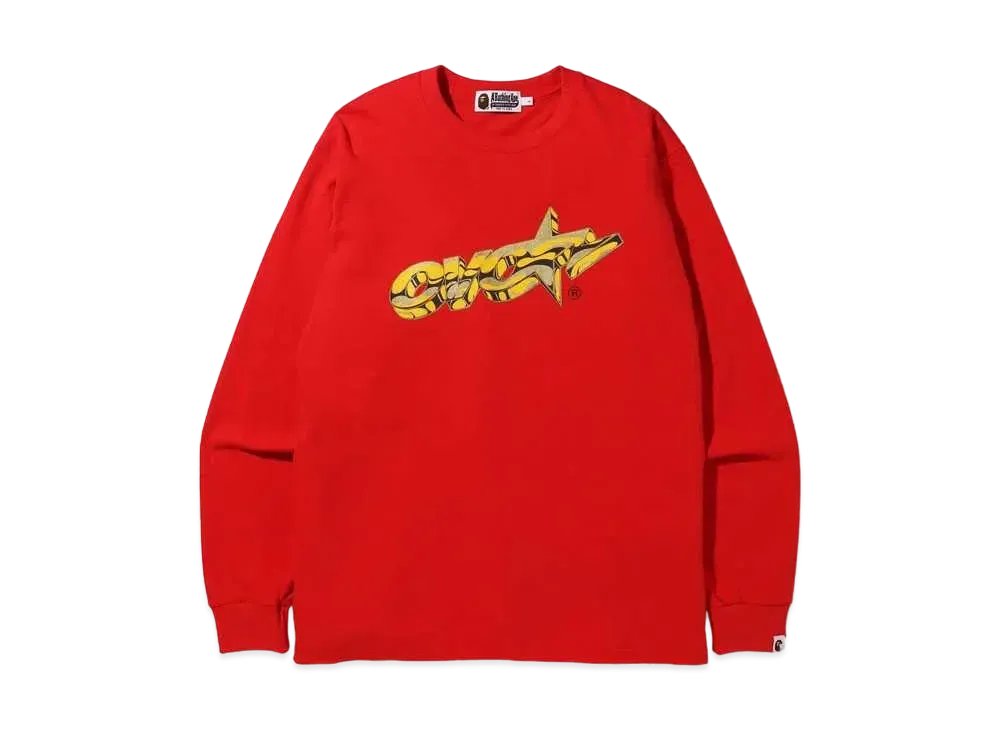 A BATHING APE X OVO LONG SLEEVE TEE "Red"
