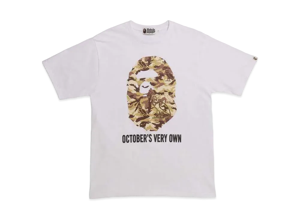 A BATHING APE X OVO WOODLAND CAMO APE HEAD TEE "White"