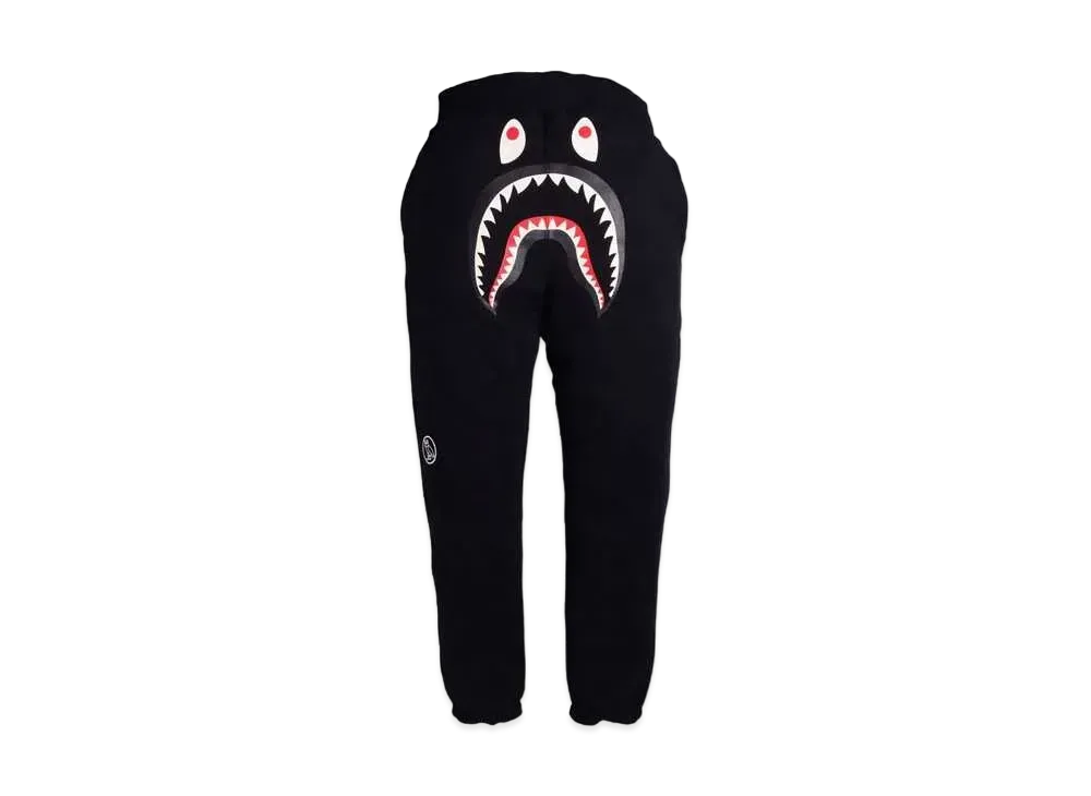 A BATHING APE X OVO WOODLAND CAMO SHARK REVERSIBLE SWEAT PANTS "Black"
