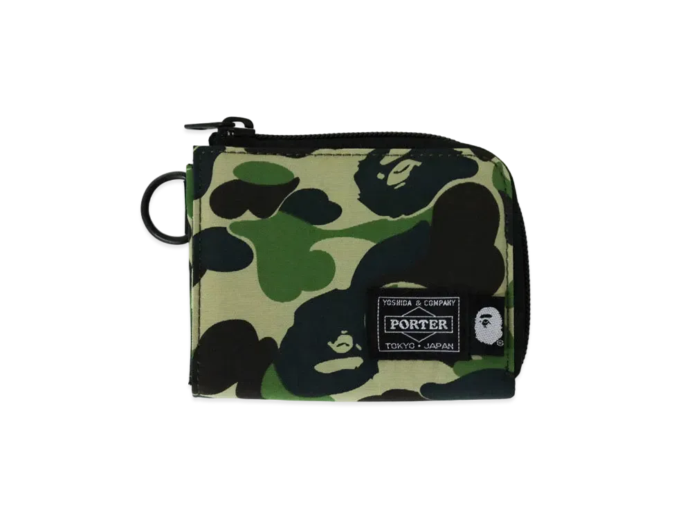 A BATHING APE PORTER ABC CAMO MINI WALLET "Green"