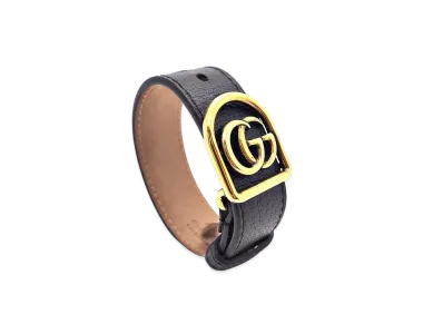 GUCCI Double G Leather Bracelet "Black"