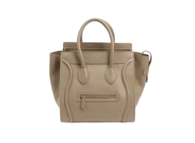 CELINE Mini Luggage Handbag In Calfskin "Beige"