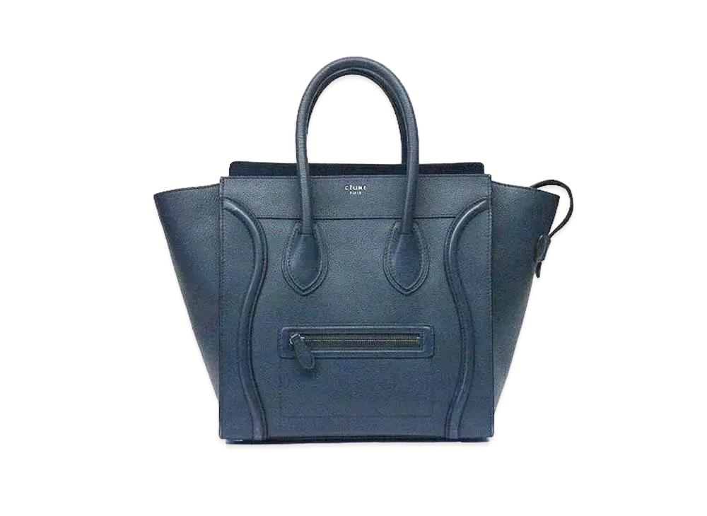 CELINE Mini Luggage Handbag In Calfskin "Navy"