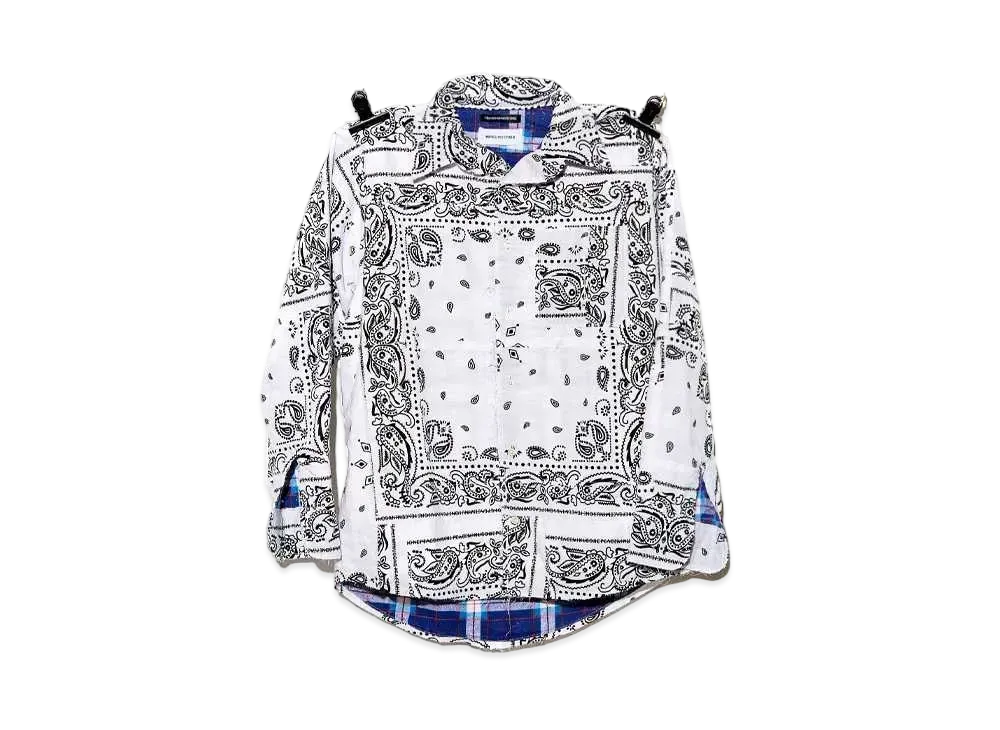 PEACEMINUSONE x MIYAGIHIDETAKA FLANNEL BANDANA SHIRT #1 "White" / G-DRAGON