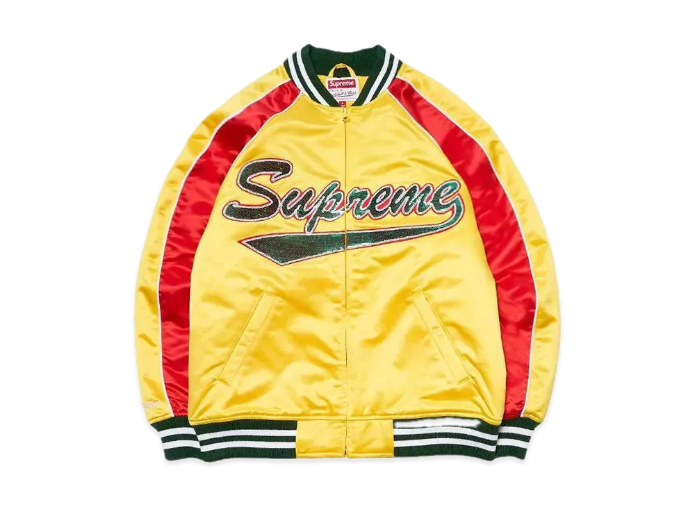 Supreme Mitchell & Ness Sequin Logo Varsity Jacket "Gold"