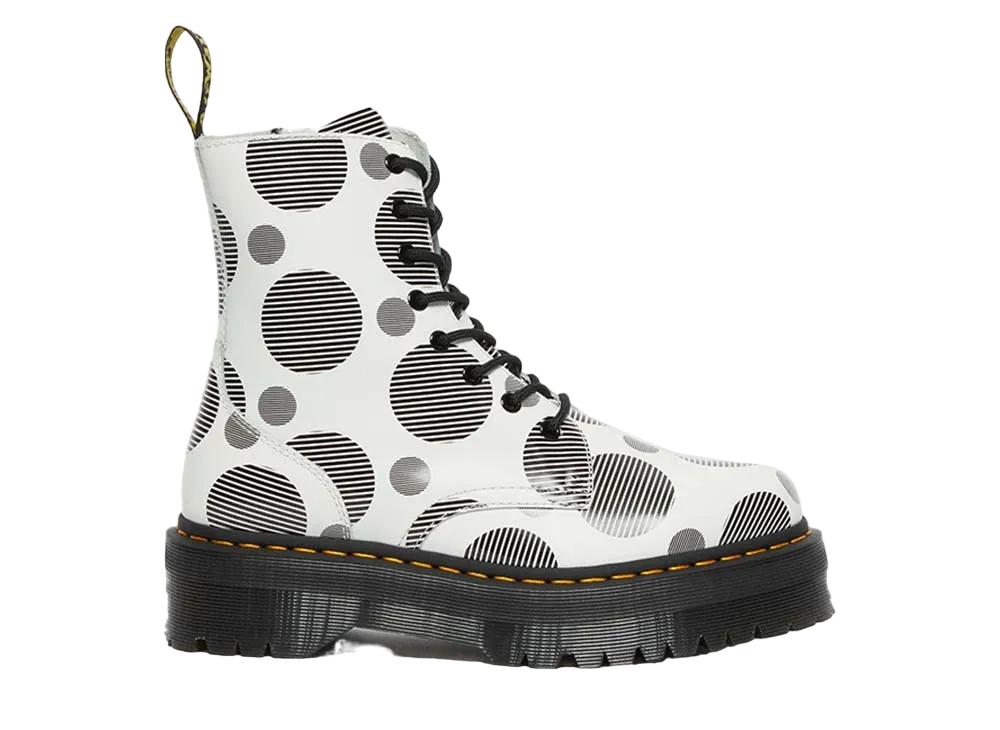 ドクターマーチン ジェイドン ポルカ ドット 8 ホール ブーツ "ホワイト"