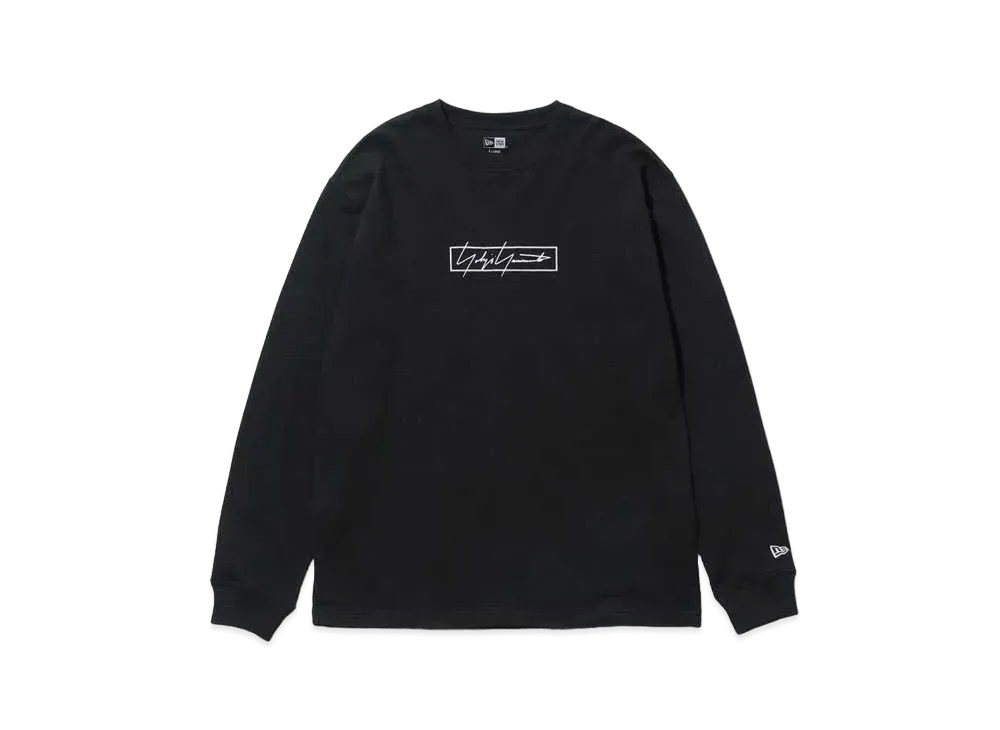 ニューエラ ヨウジヤマモト FW21 ボックスロゴ 長袖 コットン Tシャツ "ブラック"