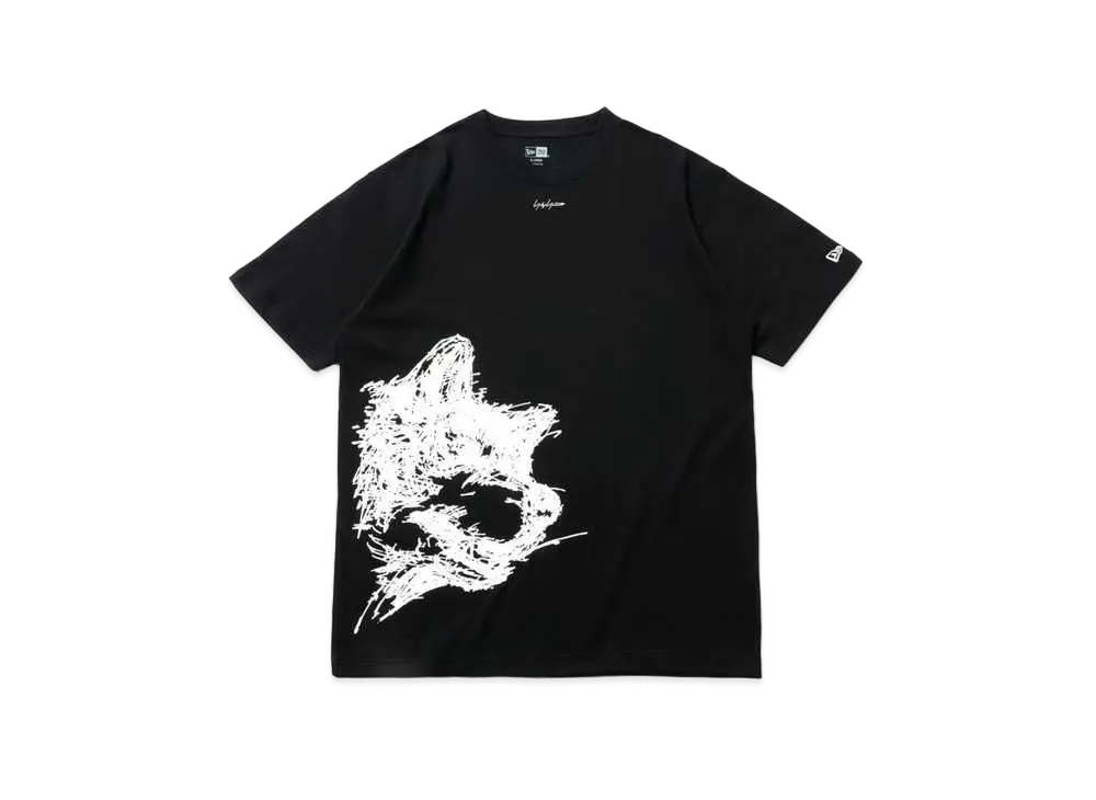 NEW ERA Yohji Yamamoto FW21 DOG SIGNATURE LOGO SHORT SLEEVE COTTON T-SHIRT "Black"