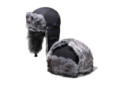 NEW ERA Yohji Yamamoto FW21 TRAPPER DUCK CANVAS LEATHER PATCH "Black"