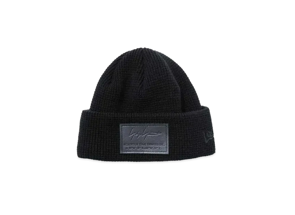 NEW ERA Yohji Yamamoto FW21 CUFFKNIT SHORT WAFFLE LEATHER PATCH "Black"