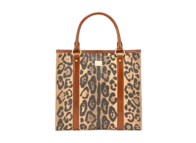Dolce&Gabbana Shopping Bag Crespo Leopard Printed Logo Plate "Multicolor"