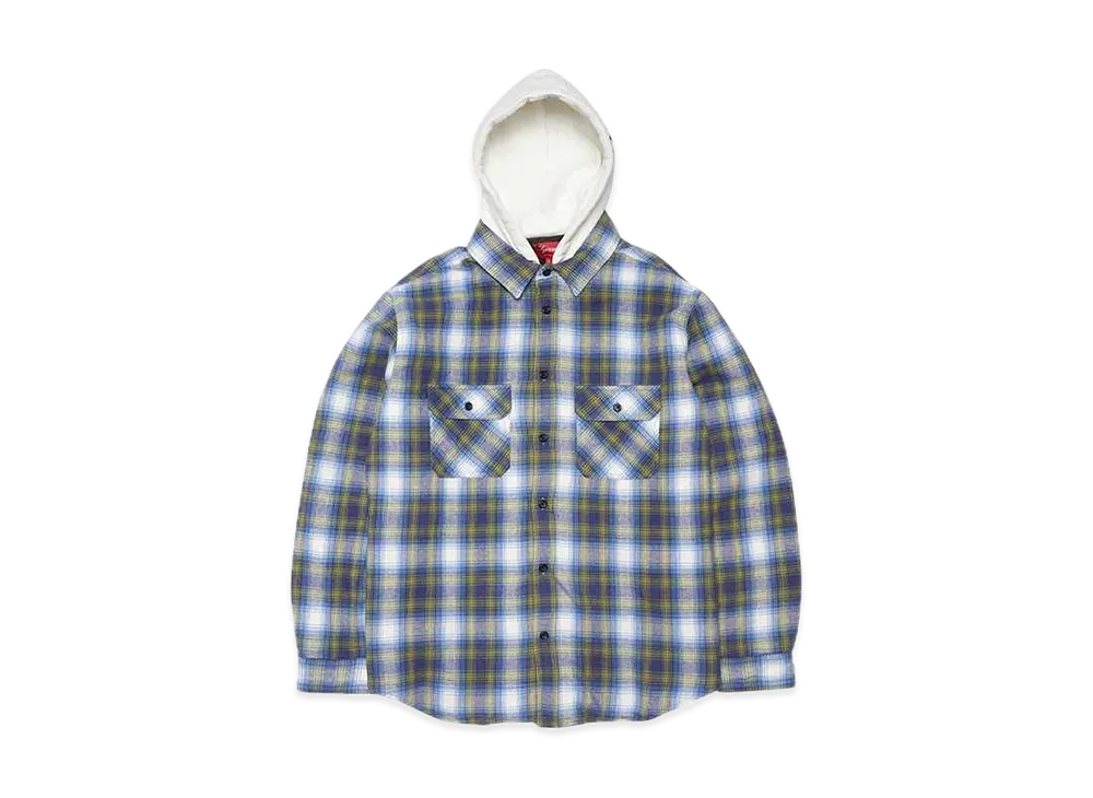 Supreme Hooded Flannel Zip Up Shirt "Blue"