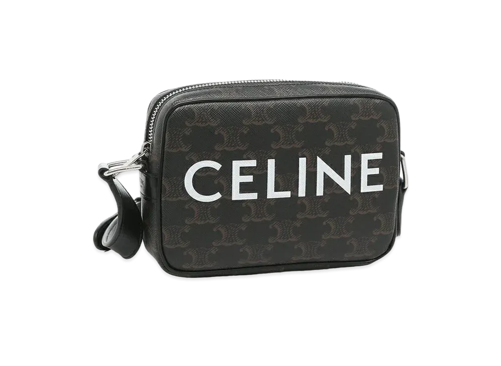 CELINE MINI MESSENGER IN TRIOMPHE CANVAS WITH CELINE PRINT"BLACK"