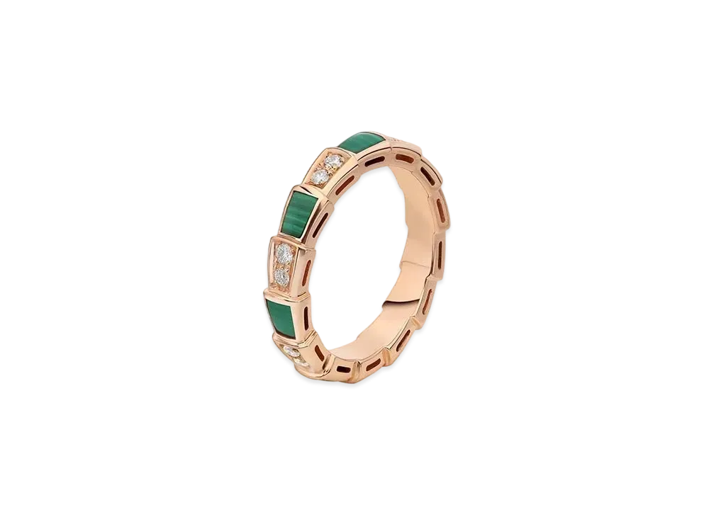 BVLGARI Serpenti Viper Ring Malachite "Pink Gold"