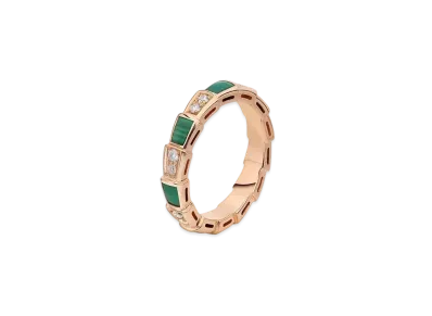 BVLGARI Serpenti Viper Ring Malachite "Pink Gold"