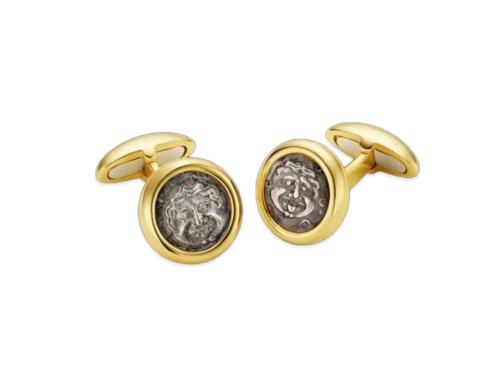 BVLGARI Monete Cufflinks Antique Coin "Yellow Gold"