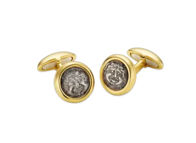 BVLGARI Monete Cufflinks Antique Coin "Yellow Gold"