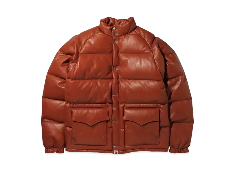 A BATHING APE LEATHER CLASSIC JACKET "Brown"