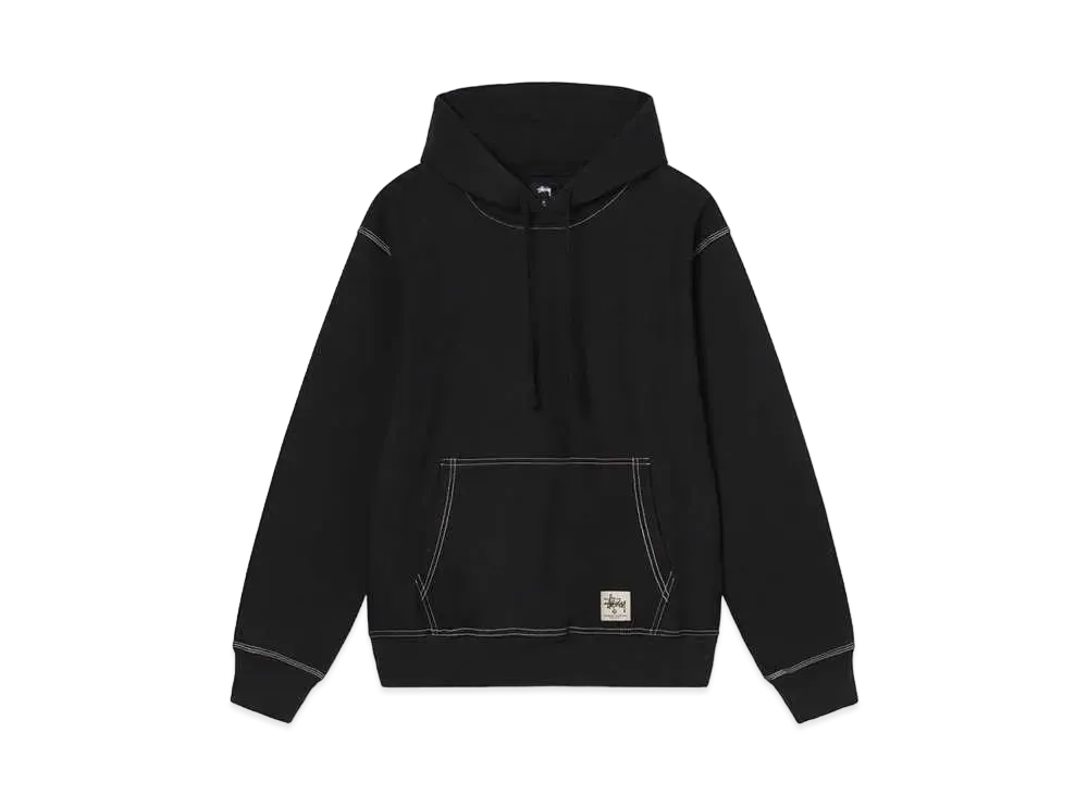 Stussy CONTRAST STITCH LABEL HOOD "Black"