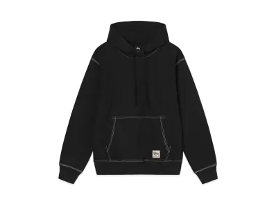 Stussy CONTRAST STITCH LABEL HOOD "Black"