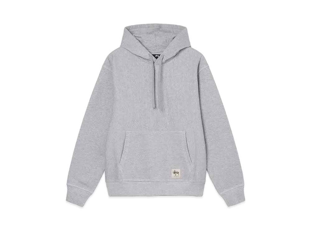 ステューシー コントラスト ステッチ ラベル フーディー "グレー ヘザー"