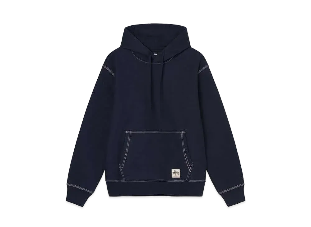 Stussy CONTRAST STITCH LABEL HOOD "Navy"