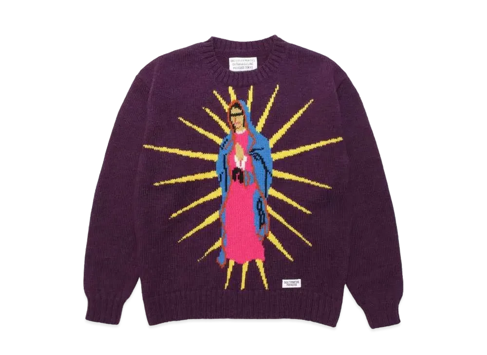 WACKO MARIA KNIT JACQUARD SWEATER "Purple"