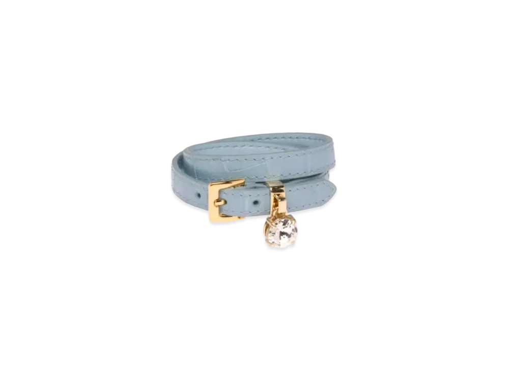 MIU MIU Crocodile Printed Leather Bracelet "Sky Blue"