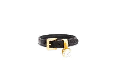MIU MIU Crocodile Printed Leather Bracelet "Black"